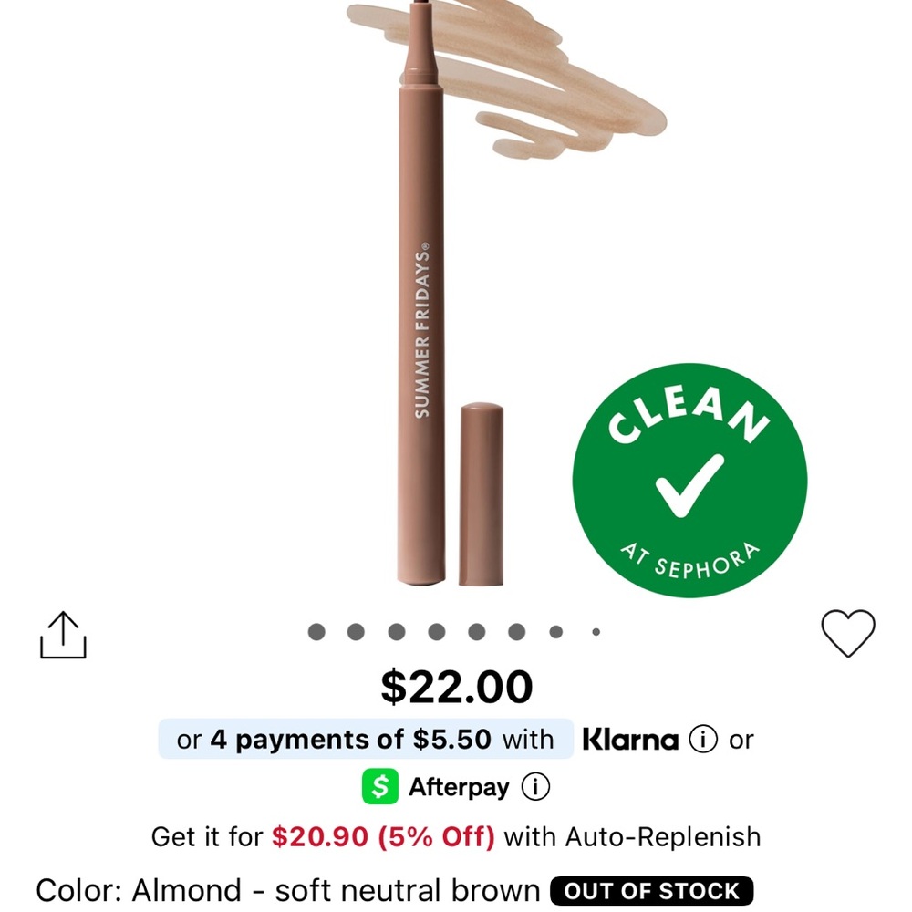 Nwt Summer Fridays Almond Creamy lip liner Pencil — Soft Neutral Brown